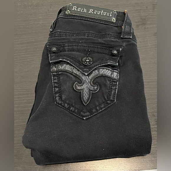 Rock Revival Marisa Black Denim Skinny Jeans Womens Low-Rise Casual Size 26x32 - Picture 6 of 11
